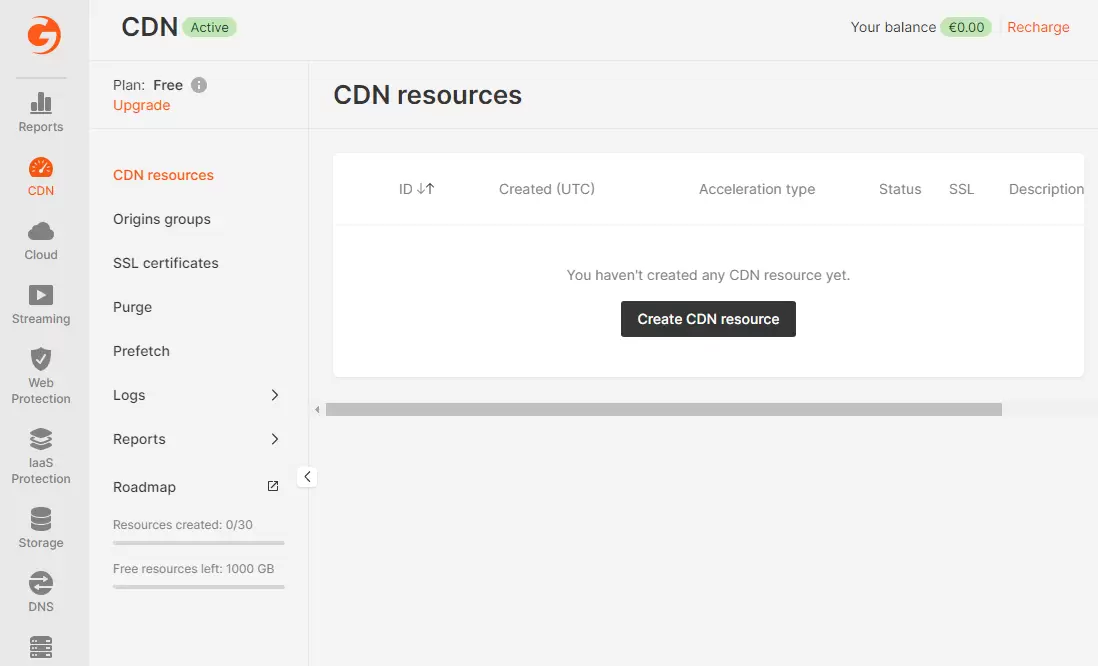 Gcore 提供免费CDN加速服务，每月1000GB流量+10亿次请求