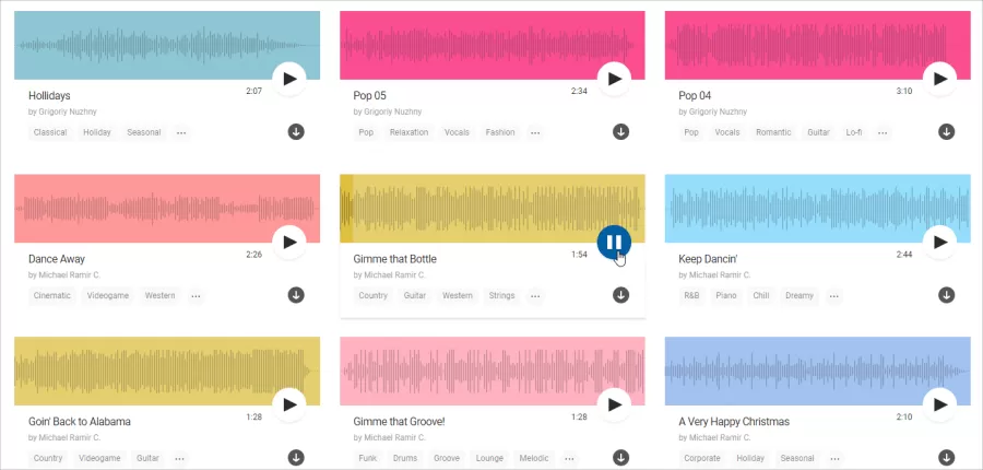 Mixkit Music 免费可商用音乐素材库，个人、商用通通没问题
