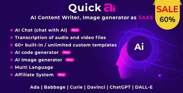 QuickAI OpenAI 2.5.0 Nulled – 作为 SaaS 的 AI 写作助手和内容创建者