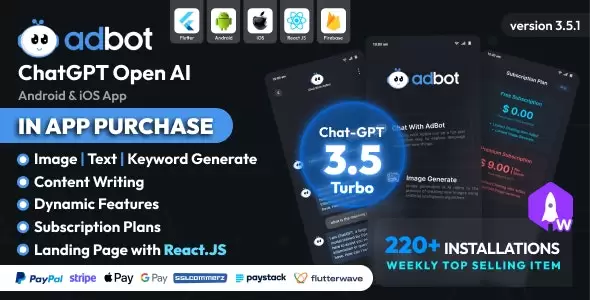 AdBot 3.5.1 – ChatGPT Open AI Android 和 iOS 应用程序